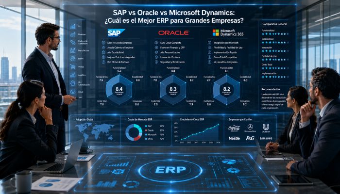 SAP vs Oracle vs Microsoft Dynamics: ¿Cuál es el Mejor ERP para Grandes Empresas?